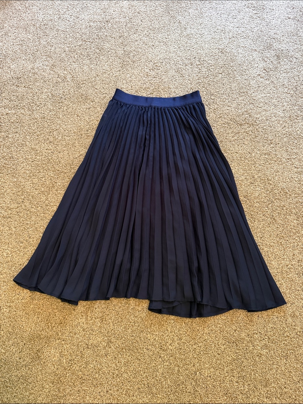 Classic Navy Pleated Midi Skirt